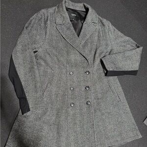 Torrid Women's Black and Gray Herringbone Trench Coat